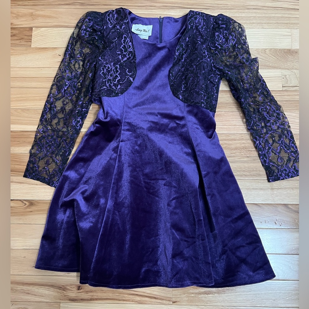 Amy Too! Byer California Purple and Lace Kids Dress